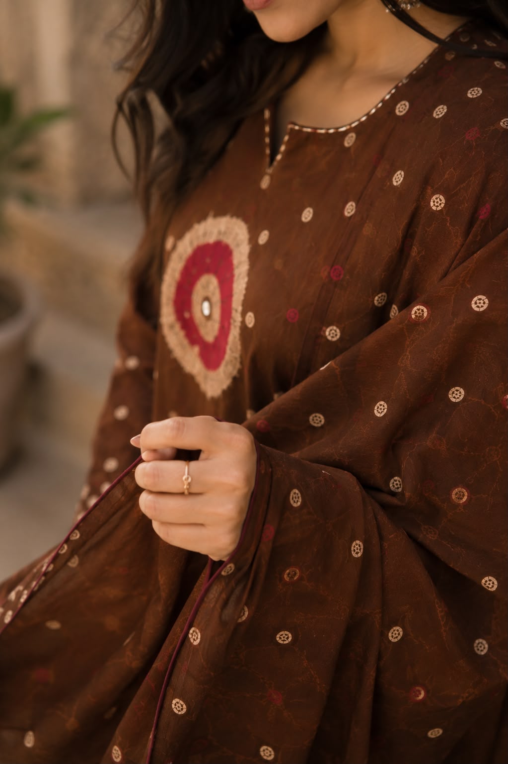 Brown Bandhani Suit Set