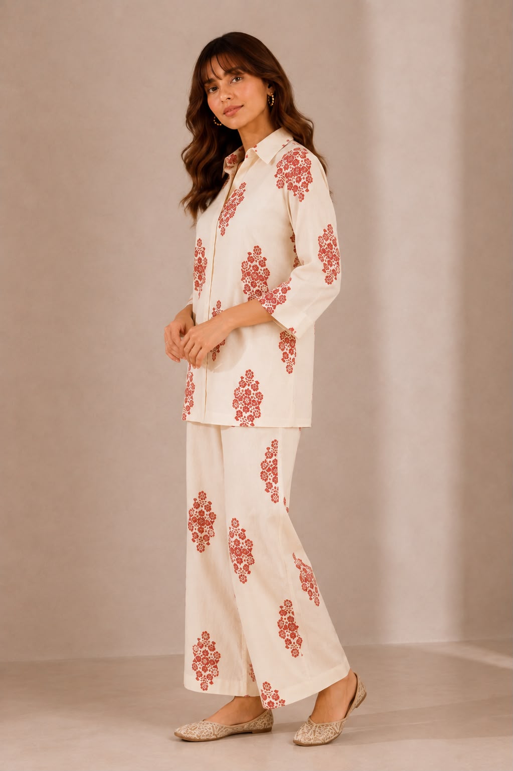 Maroon Buta Cotton Co-ord Set