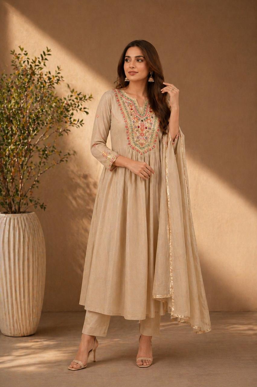 Champagne Grace Anarkali Set