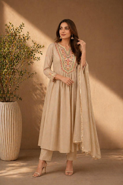 Champagne Grace Anarkali Set
