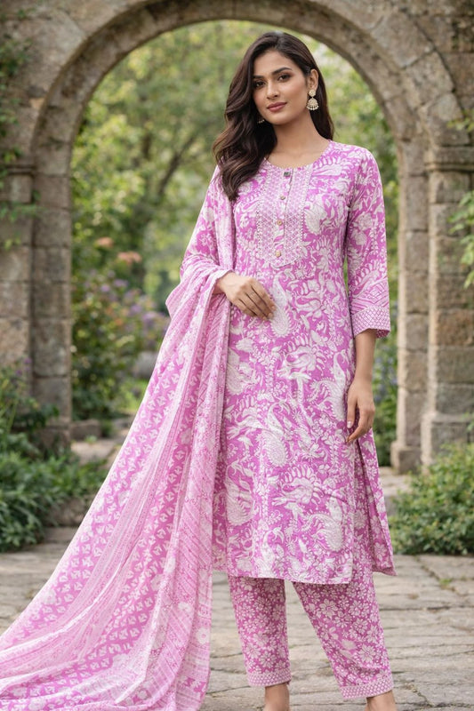 Pink Bloom Kurta Set