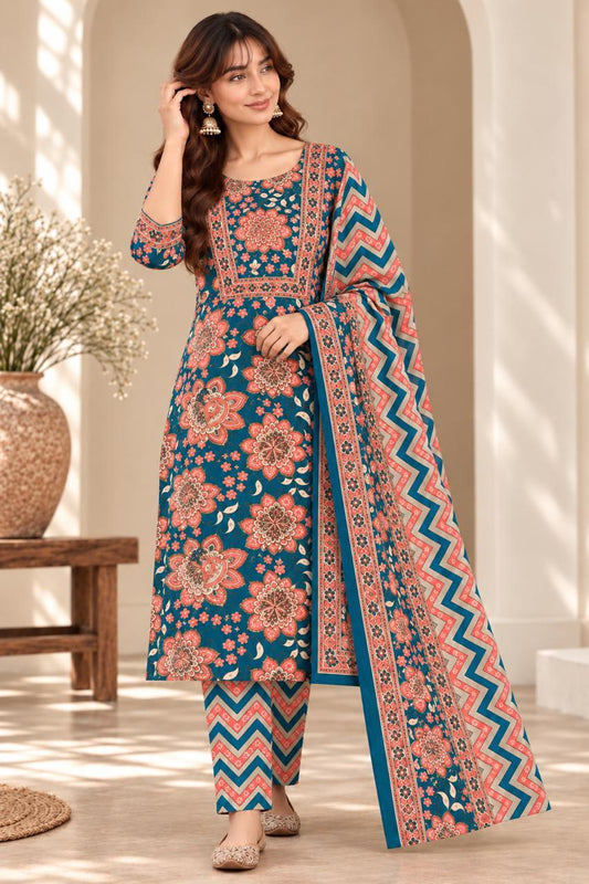 Teal Floral Suit Set
