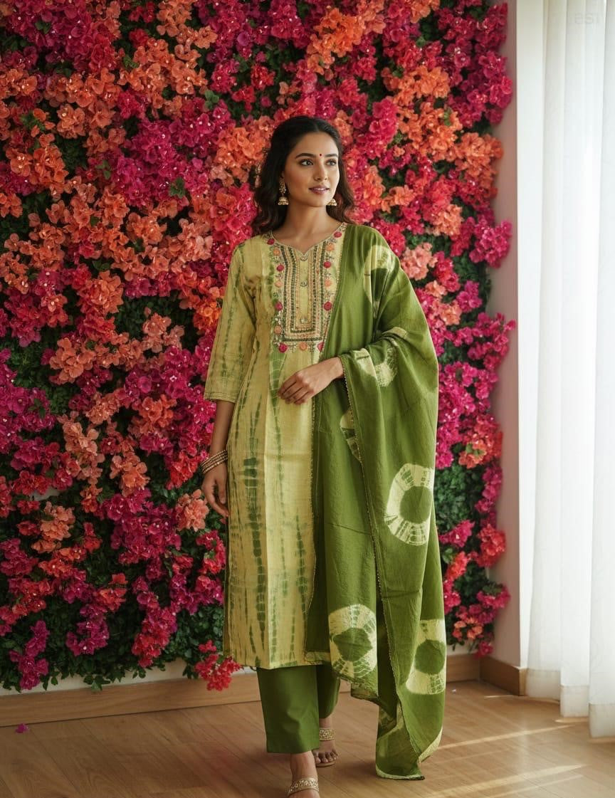 Green Silk Kurta Set