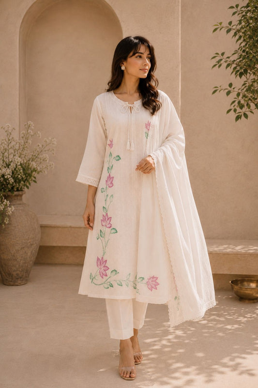 Lotus Bloom Cotton Kurta Set