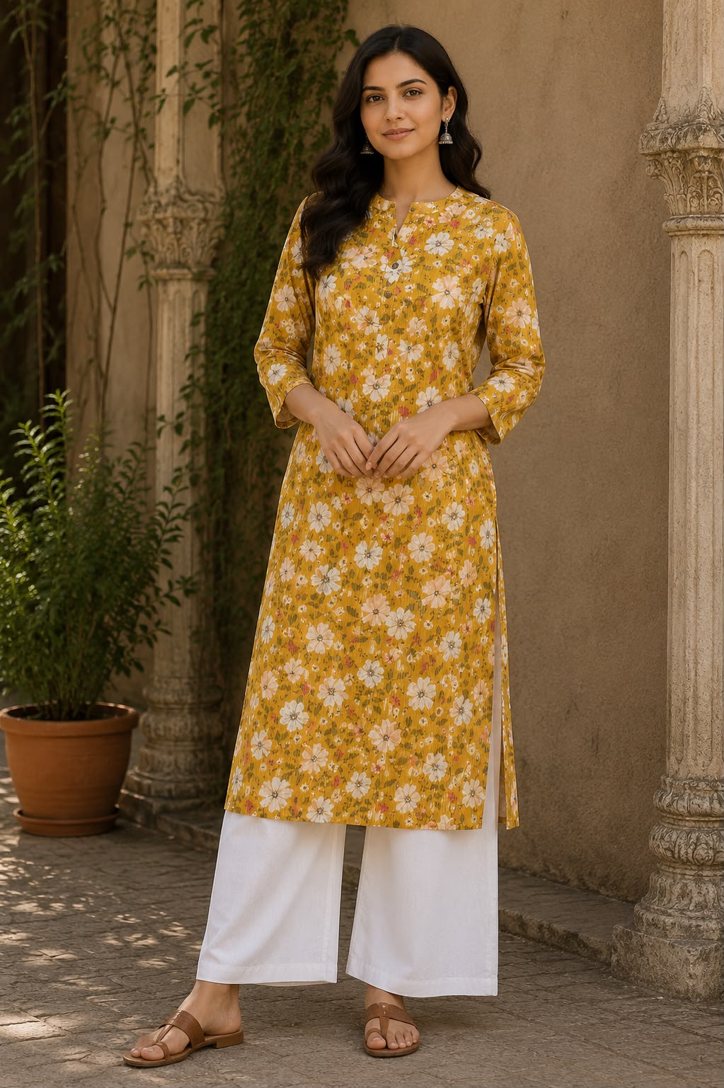 Kantha Bloom Cotton Kurti