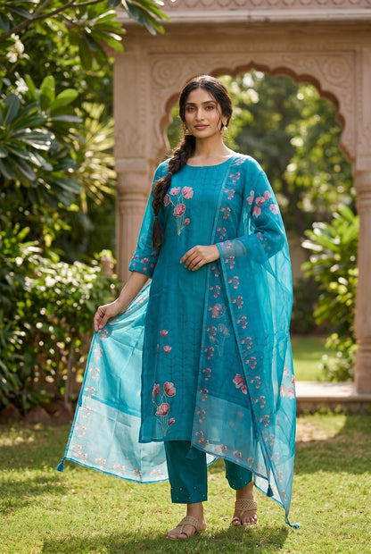 Teal Floral Suit Set