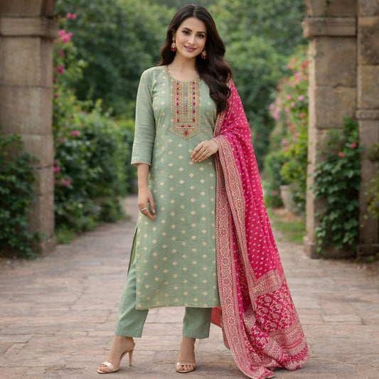 Mint Pink Silk Set