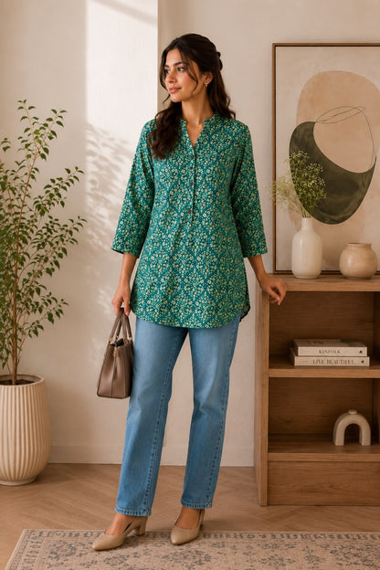Printed Cotton Short Kurti