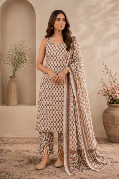 Ivory Floral Suit Set