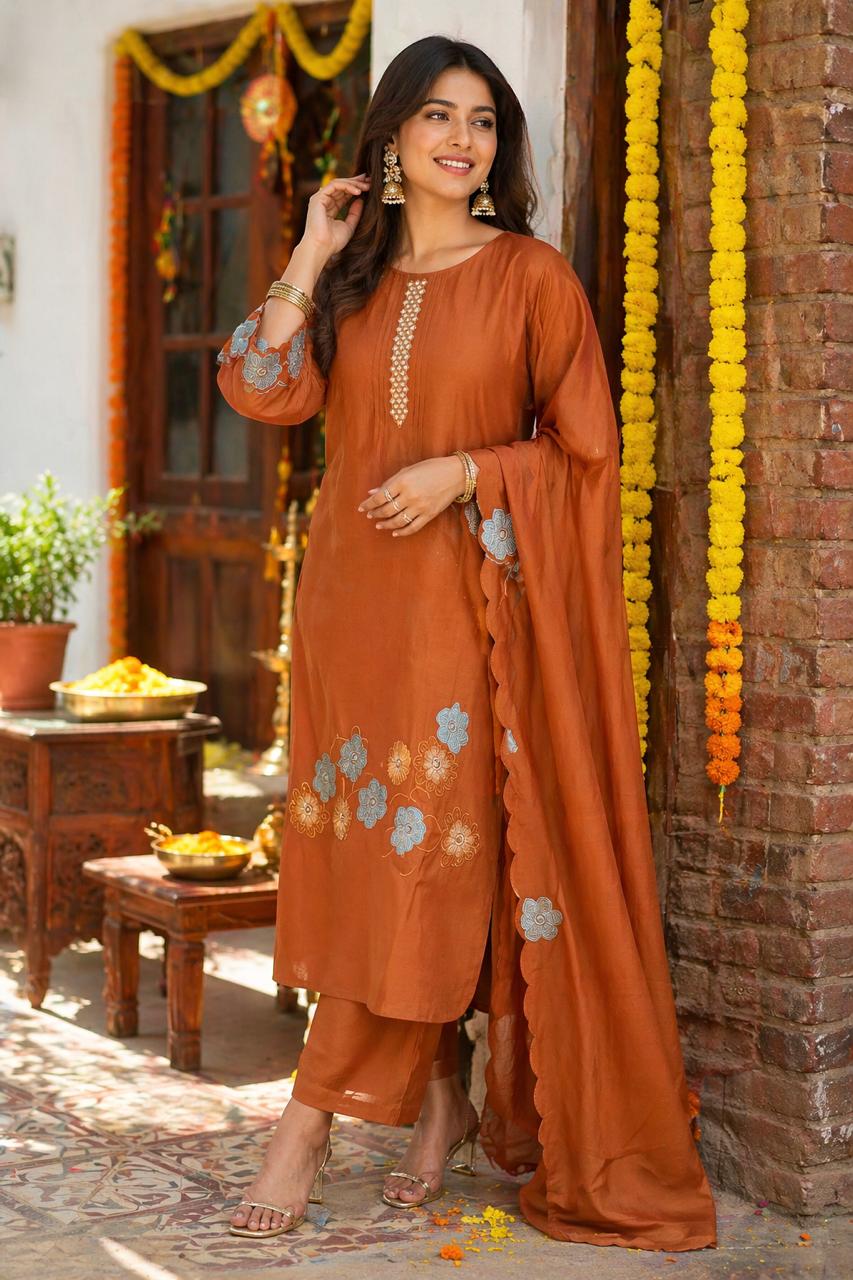 Rust Blossom Festive Suit Set