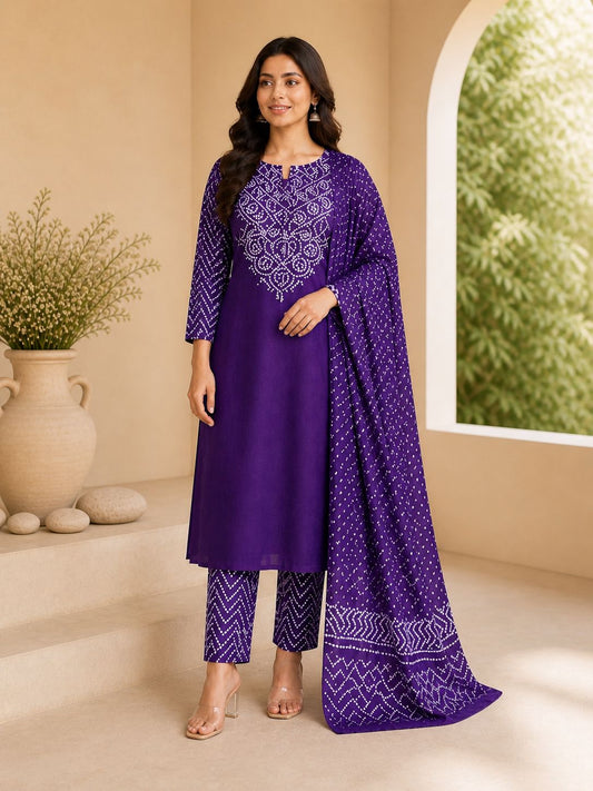 Rangrez Bandhani Suit Set
