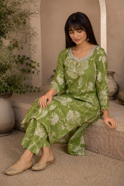 Green Floral Co-ord Set