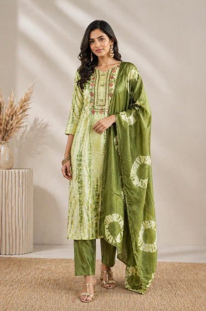 Green Silk Kurta Set