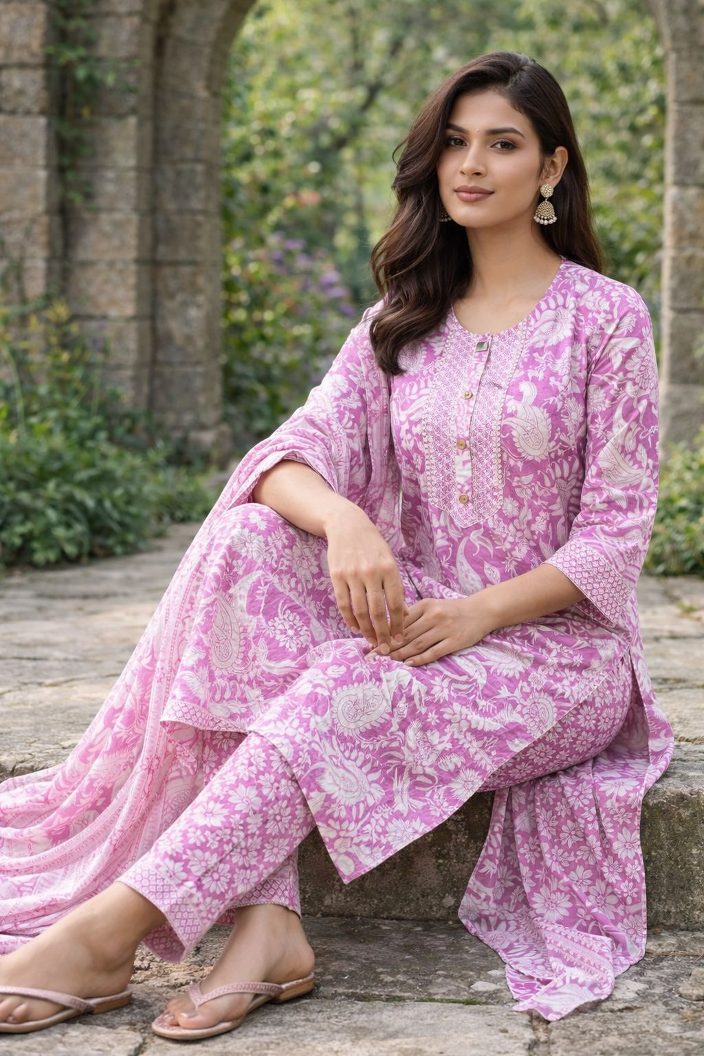 Pink Bloom Kurta Set