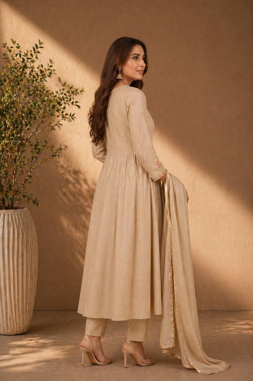 Champagne Grace Anarkali Set