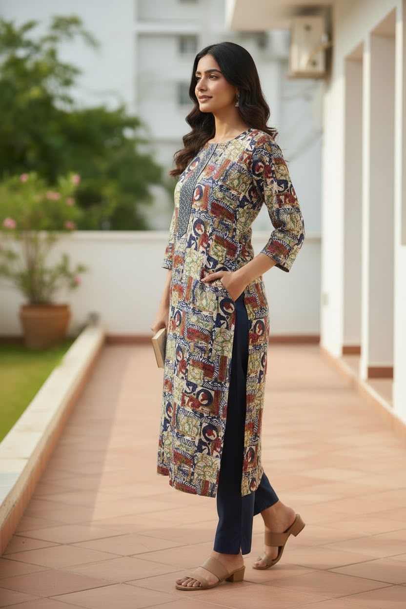 Multicolor Printed Cotton Kurti