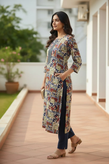 Multicolor Printed Cotton Kurti