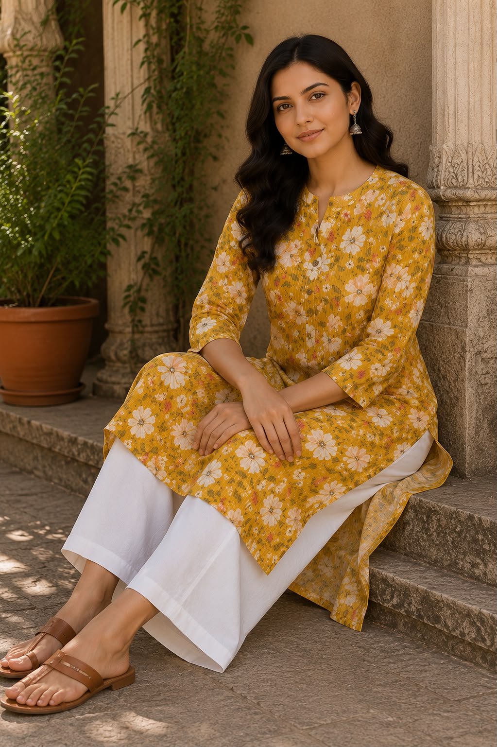 Kantha Bloom Cotton Kurti