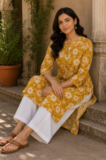 Kantha Bloom Cotton Kurti