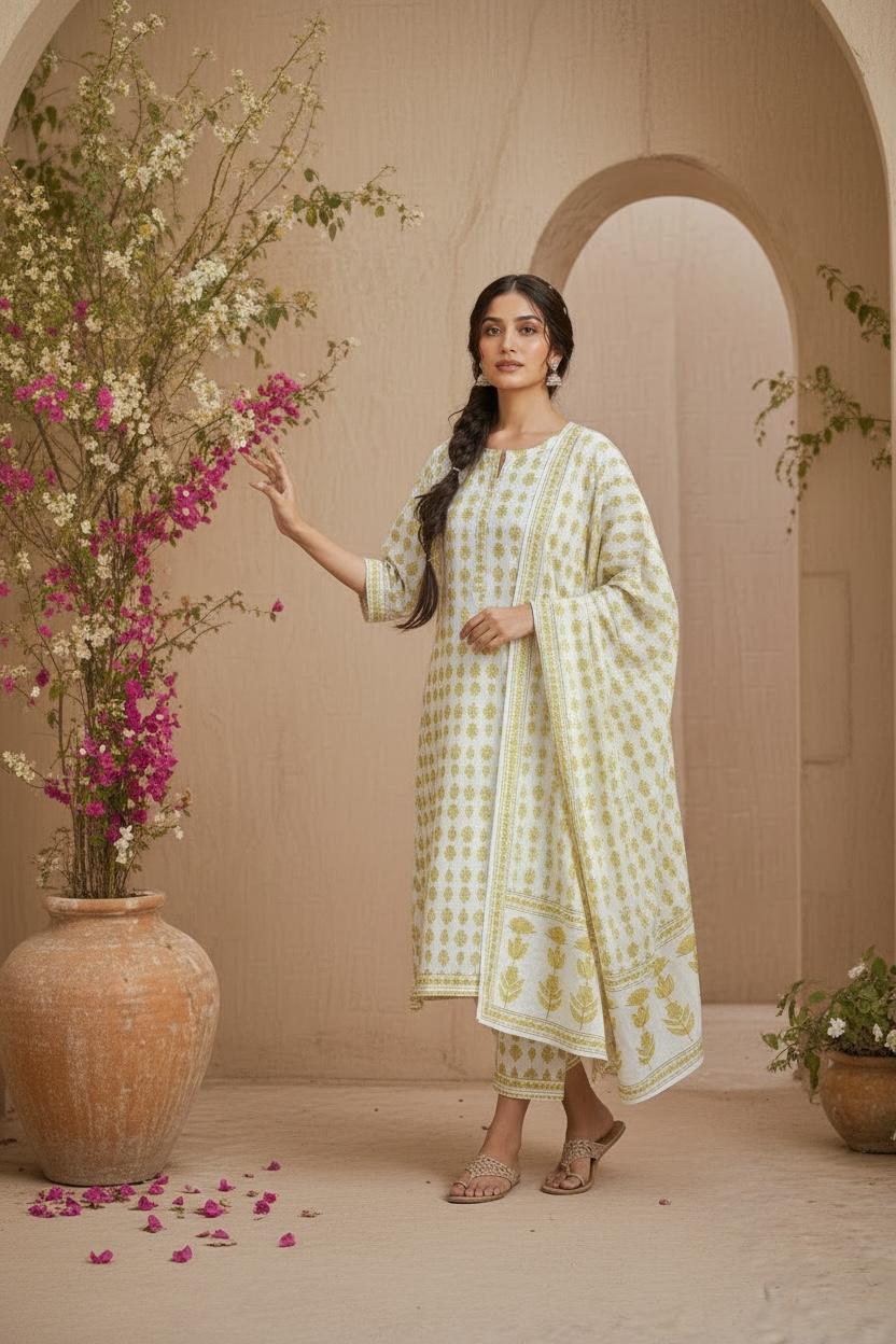 Sunflower Cotton Suit Set