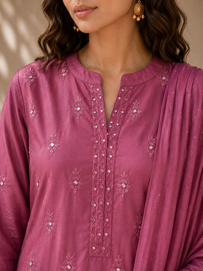 Dusty Rose Silk Suit Set