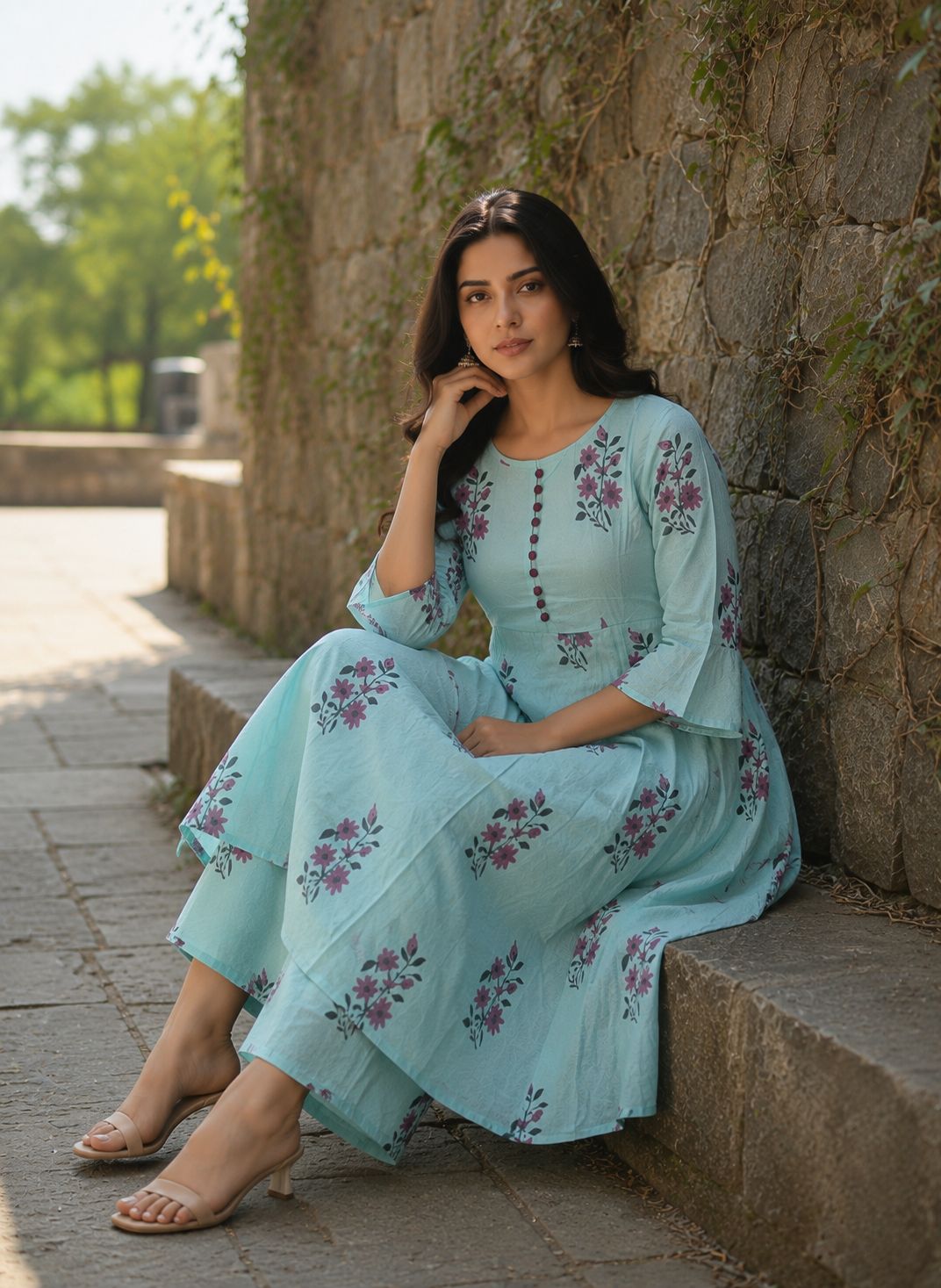 Powder Blue Floral Co-ord Set