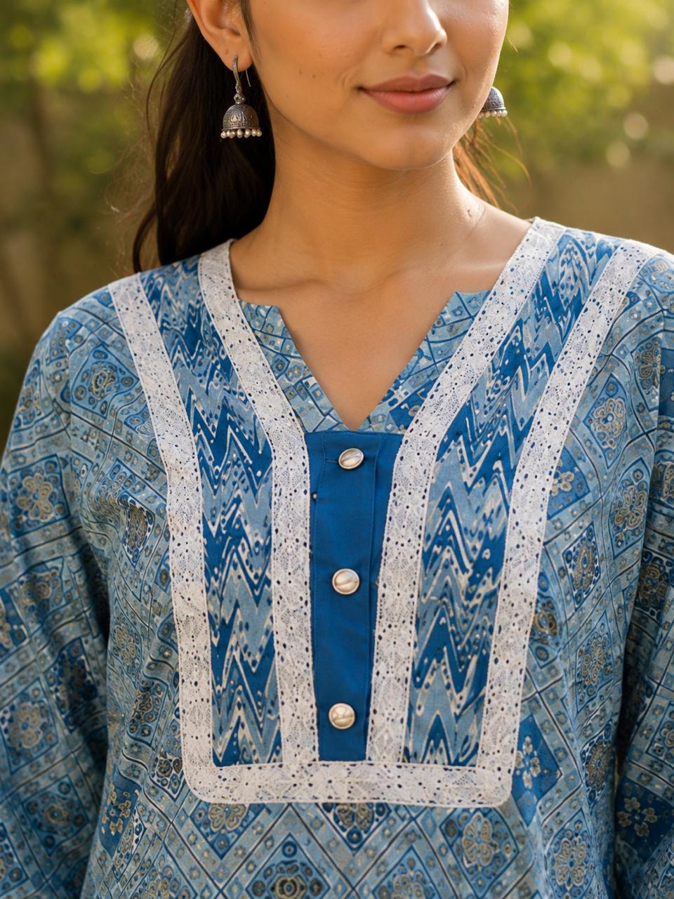Blue Printed Cotton Co-ord Set