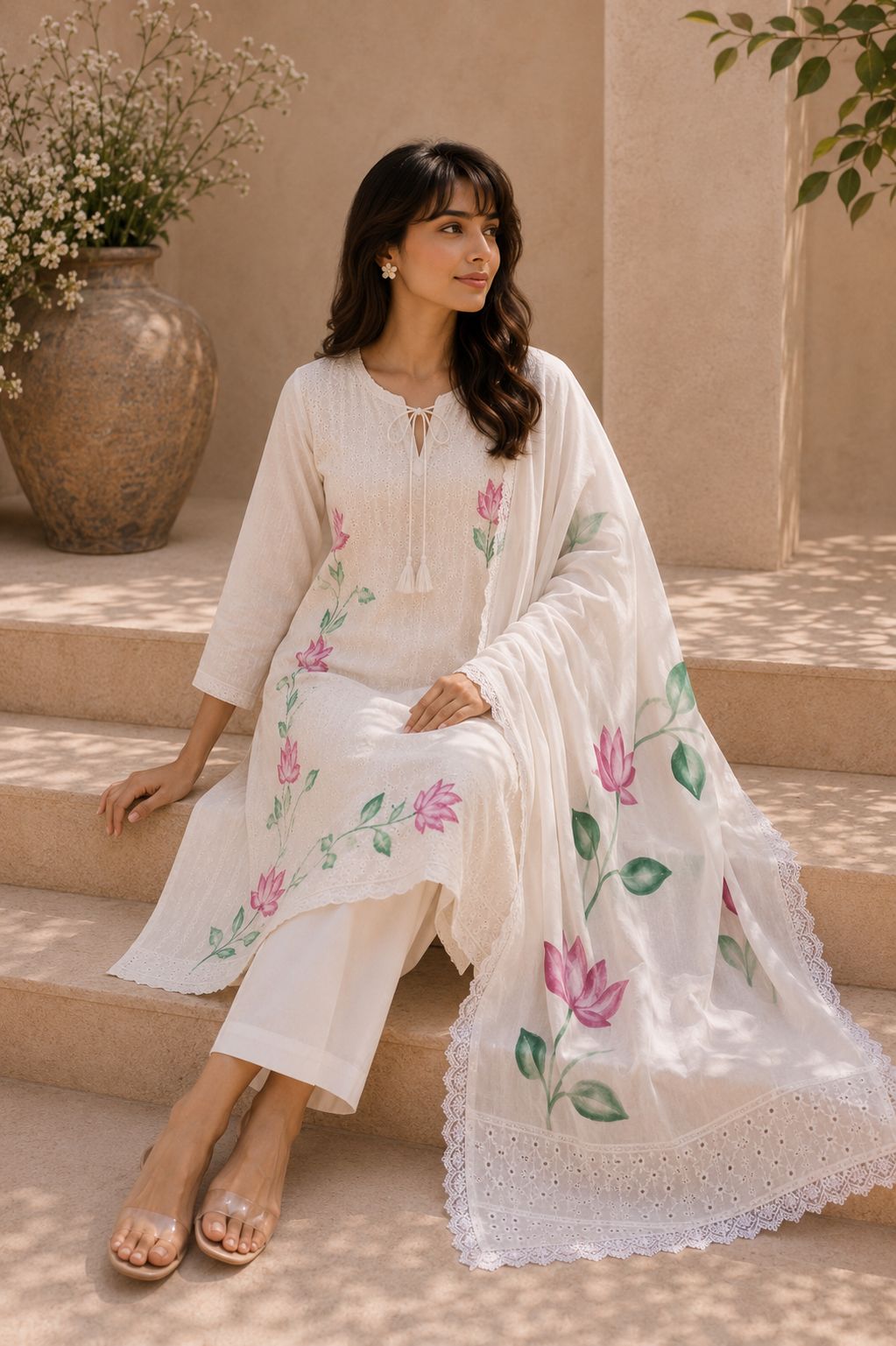 Lotus Bloom Cotton Kurta Set