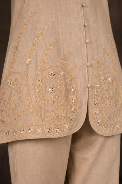 Beige Embroidered Co-ord Set