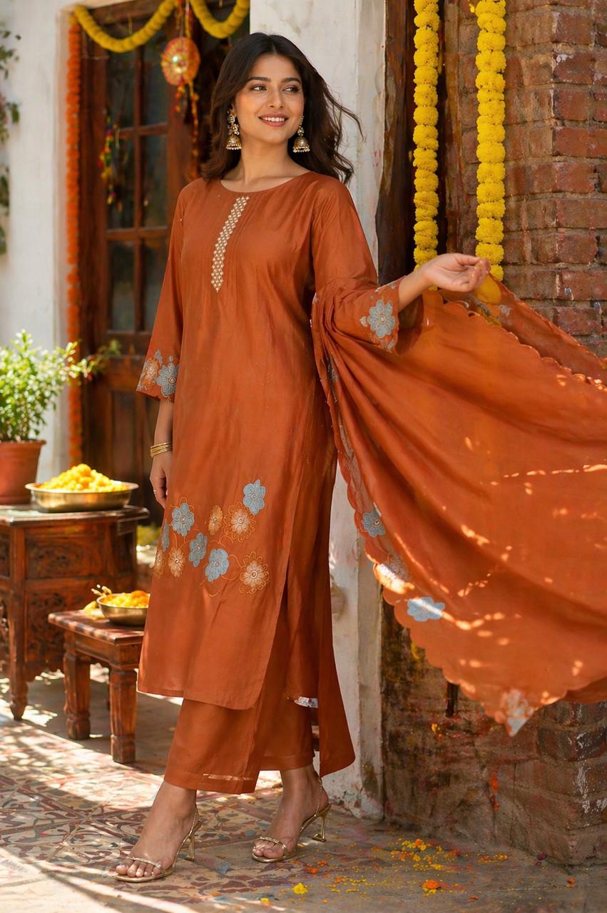 Rust Blossom Festive Suit Set
