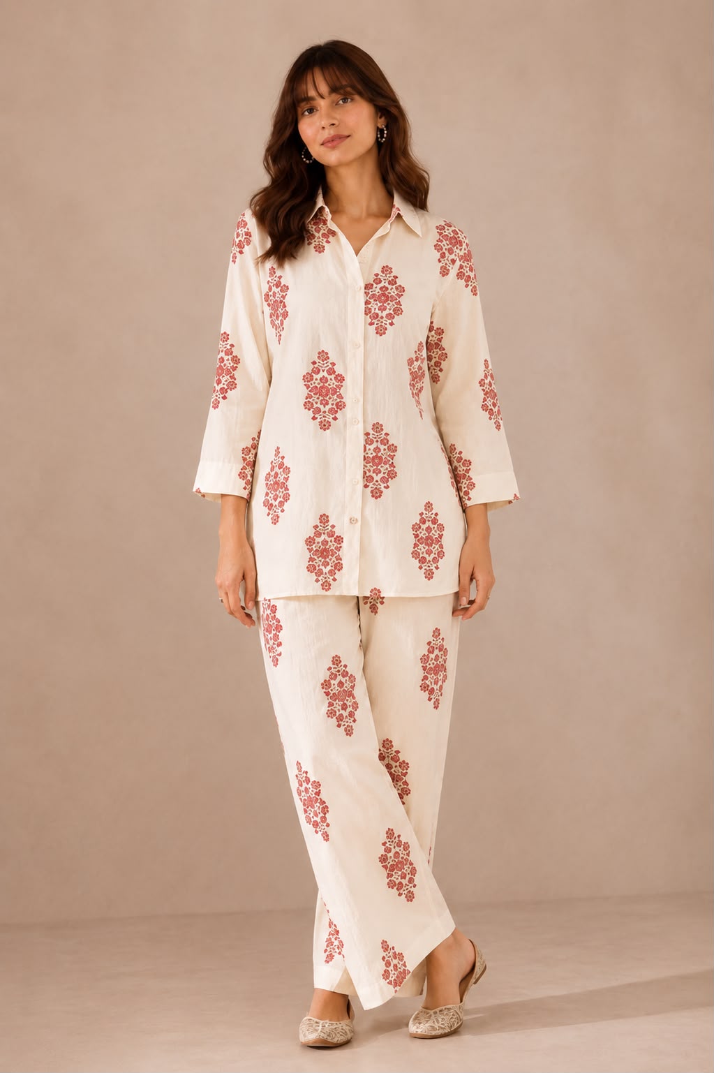 Maroon Buta Cotton Co-ord Set