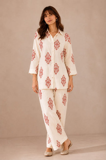 Maroon Buta Cotton Co-ord Set