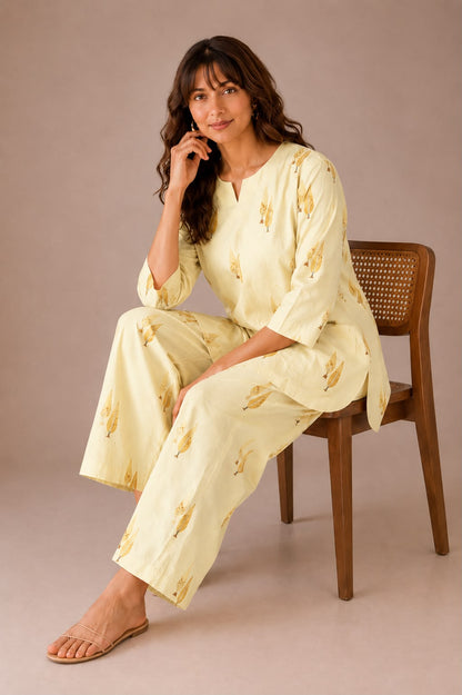 Yellow Leaf Cotton Set