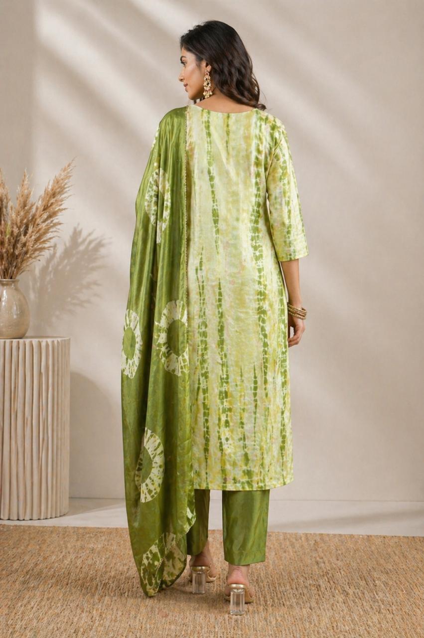 Green Silk Kurta Set