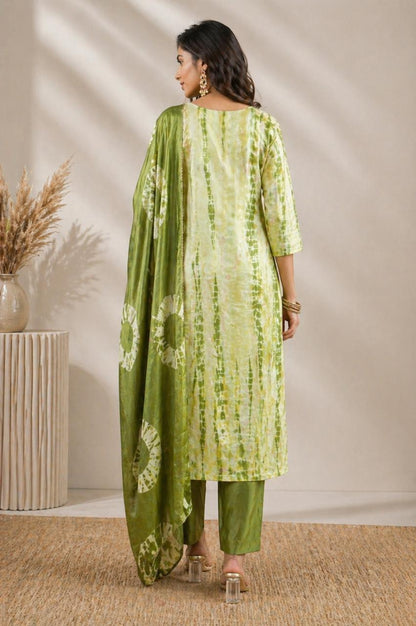 Green Silk Kurta Set