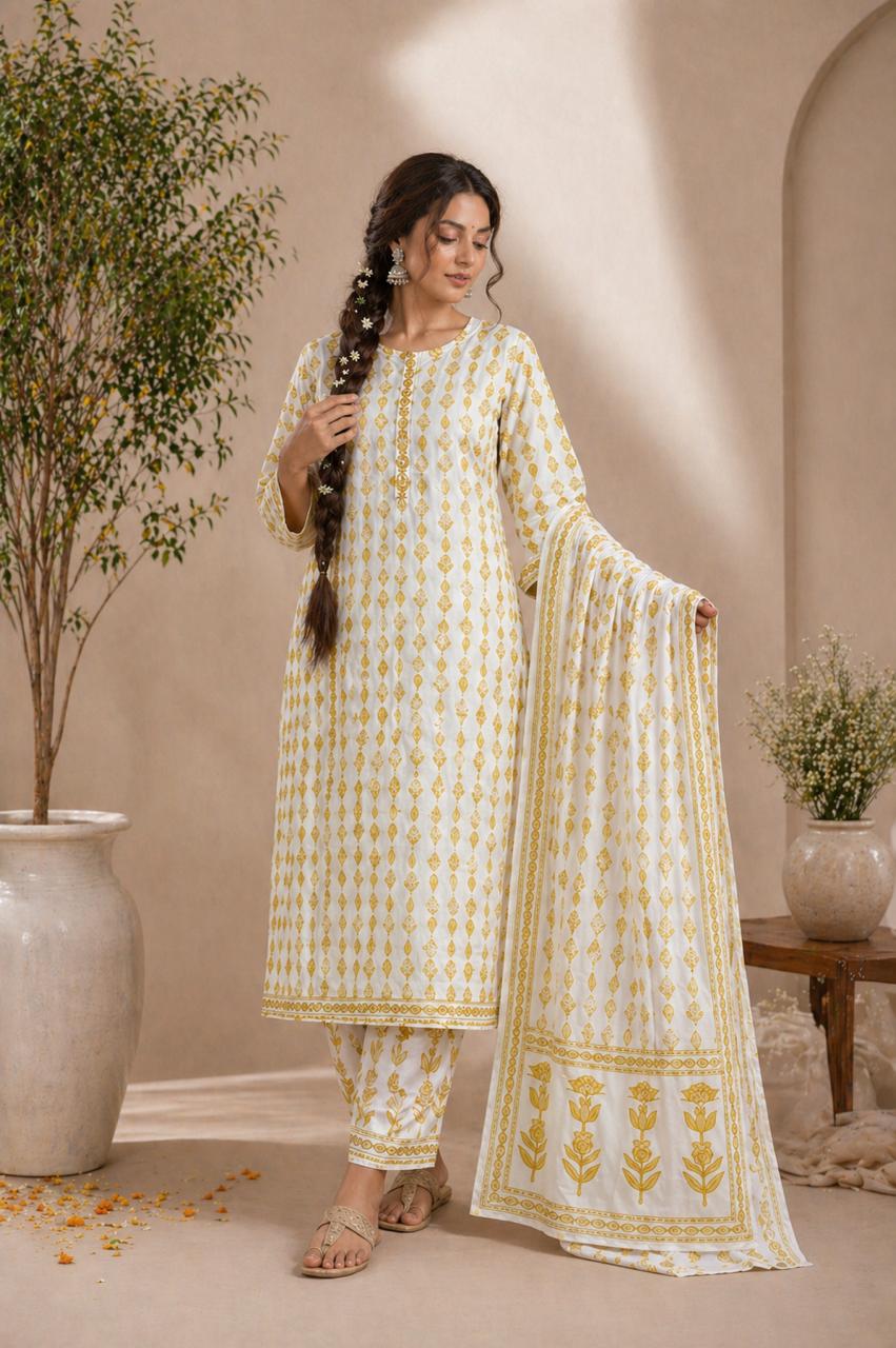Sunflower Cotton Suit Set