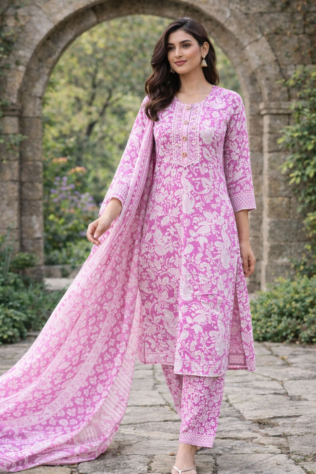 Pink Bloom Kurta Set