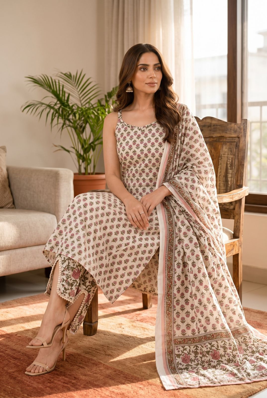 Ivory Floral Suit Set