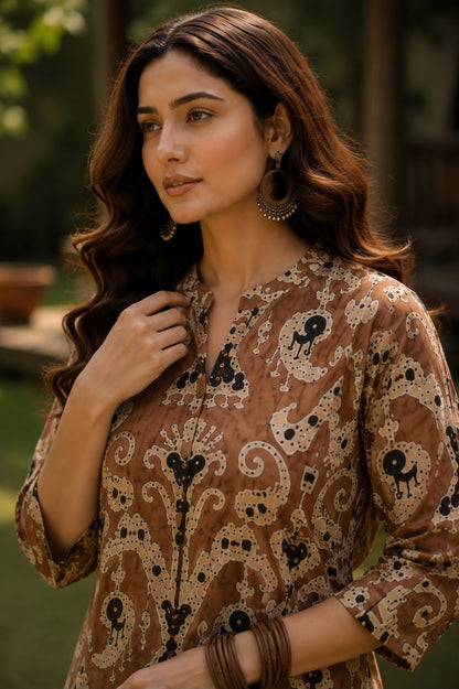 Dabu Print Cotton Kurti