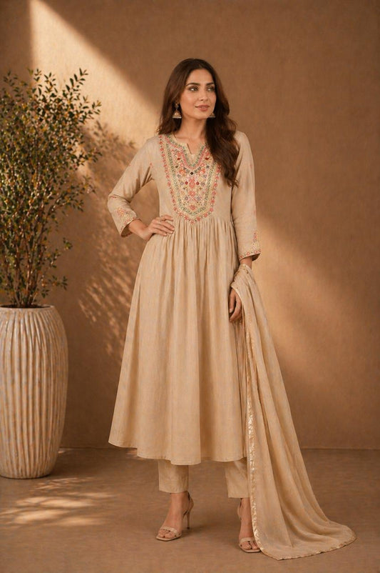 Champagne Grace Anarkali Set