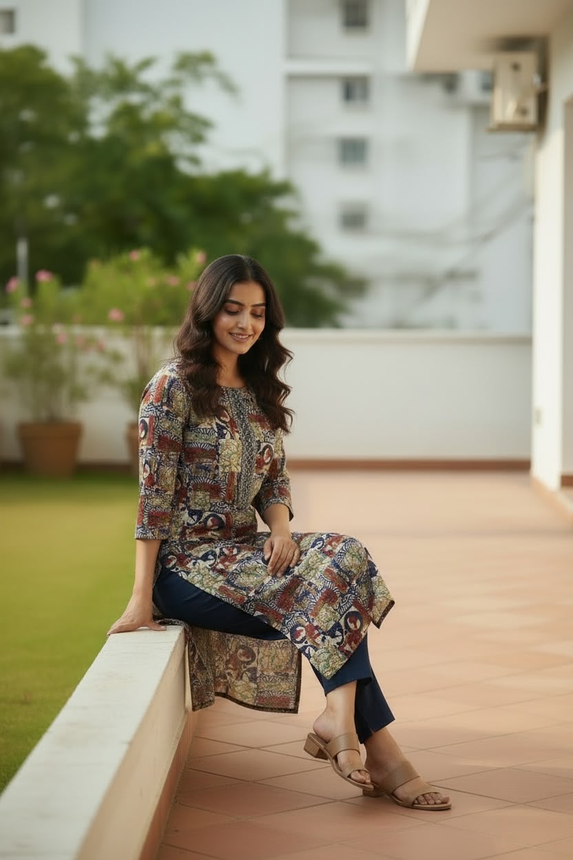 Multicolor Printed Cotton Kurti