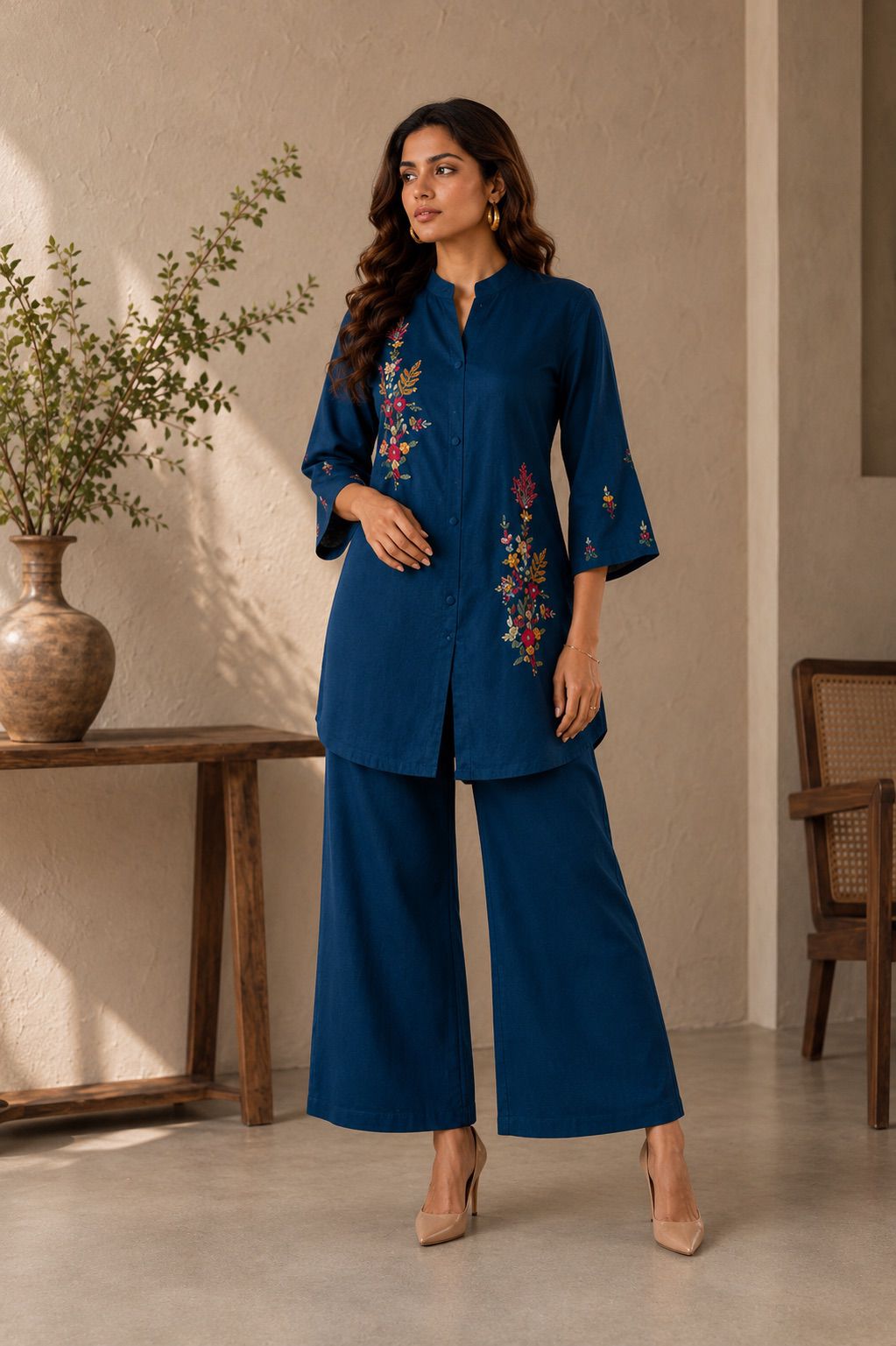 Blue Charm Embroidered Co-ord Set