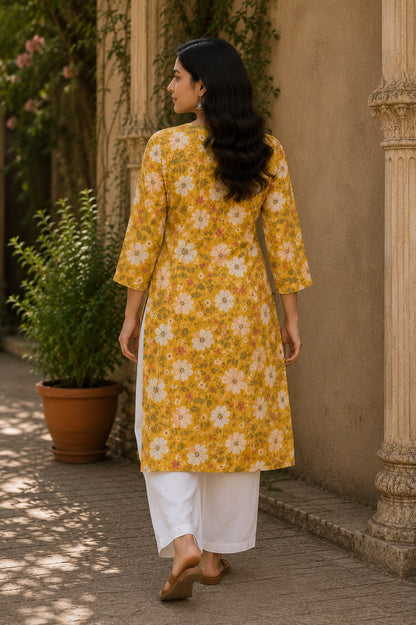 Kantha Bloom Cotton Kurti