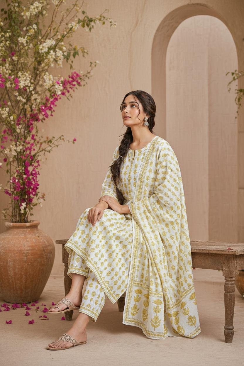 Sunflower Cotton Suit Set