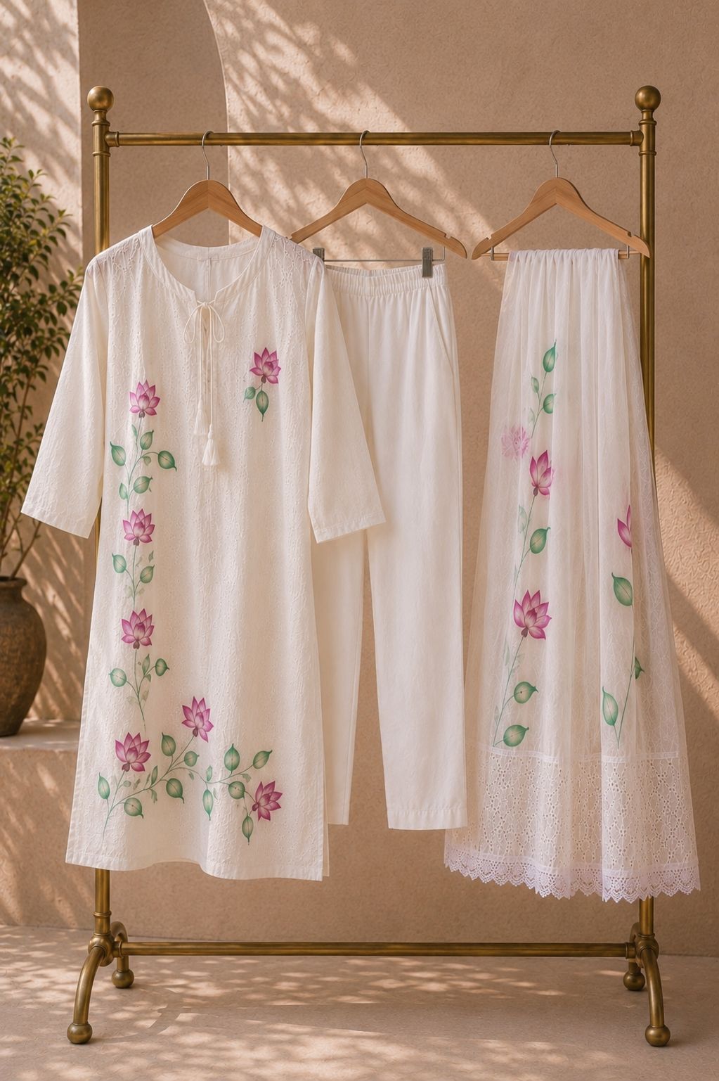 Lotus Bloom Cotton Kurta Set