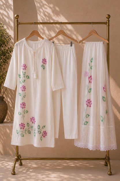 Lotus Bloom Cotton Kurta Set