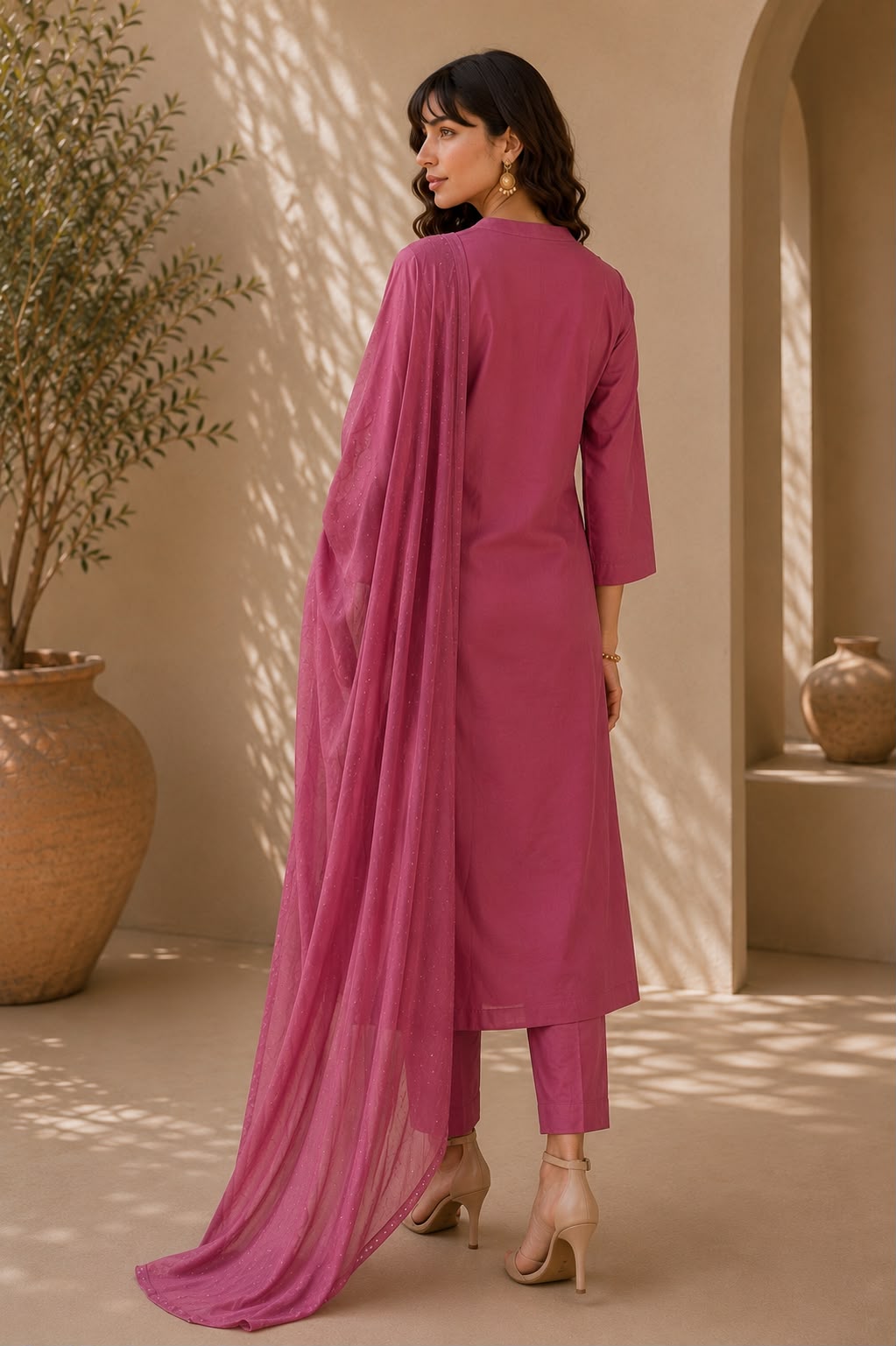 Dusty Rose Silk Suit Set
