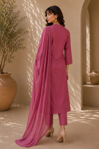Dusty Rose Silk Suit Set