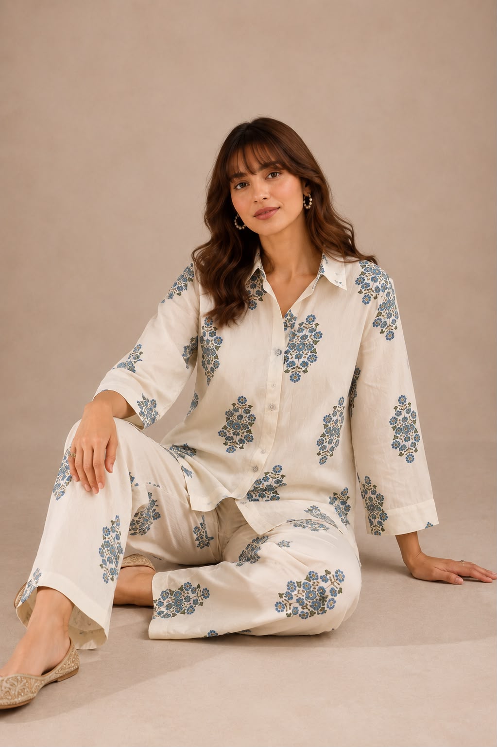 Blue Buta Cotton Co-ord Set
