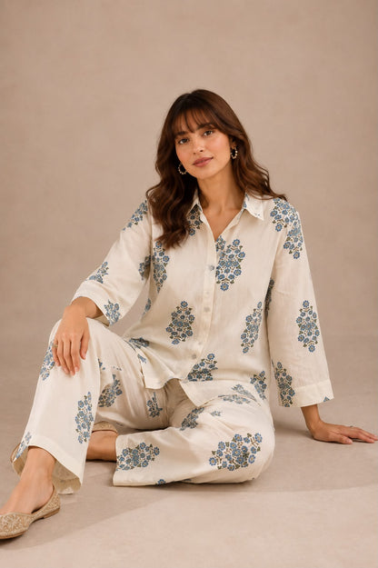 Blue Buta Cotton Co-ord Set